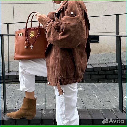 Кожаный бомбер-косуха женский