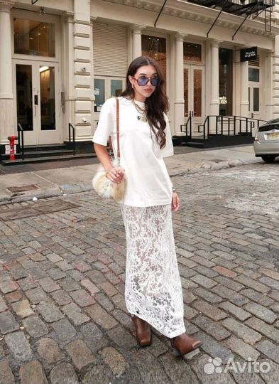 Белая гипюровая юбка 44-46-48