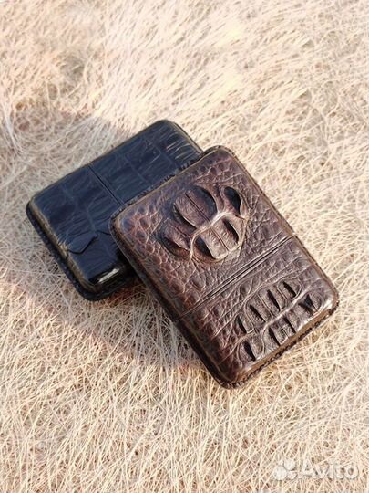 Портсигар из кожи крокодила, змеи, ската, питона