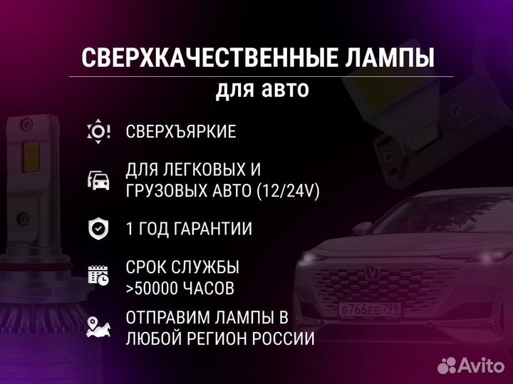 Светодиодные LED лампы / H7, H11, H4, H1, H8 и др