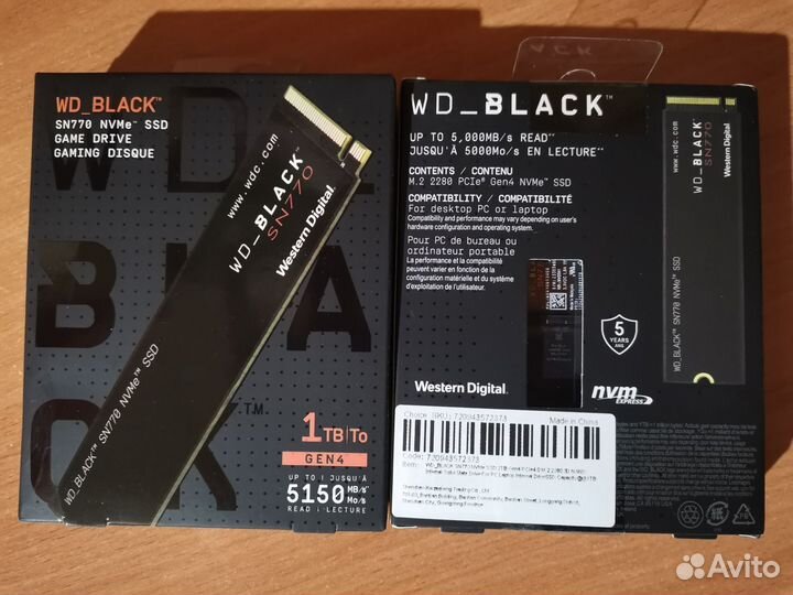 Western Digital WD black SN770 1Тб M.2 (новые)