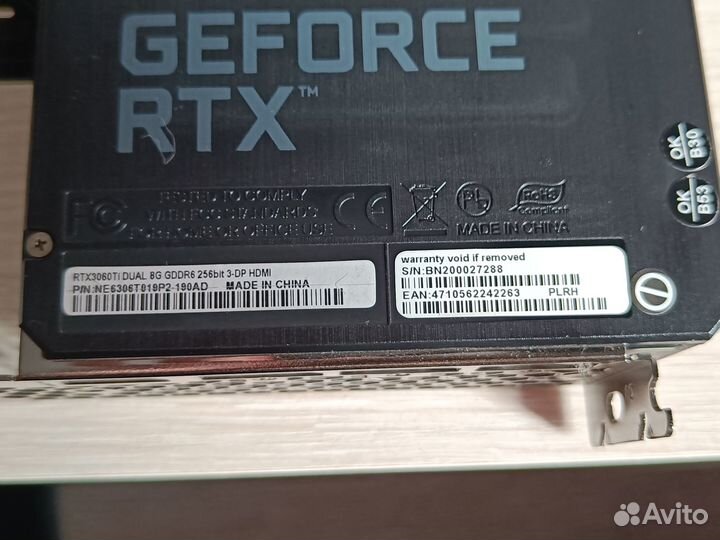 Palit RTX 3060 TI, 8gb gddr-6, гарантия