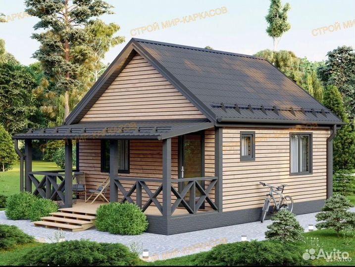 Дачный домик 8х6м с терраской