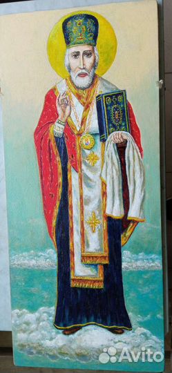 Николай Угодник, масло, холст на деревянной основе