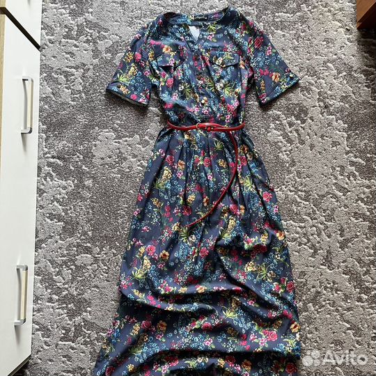 Платье синее летнее в пол