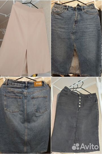 Джинсовая юбка миди 46