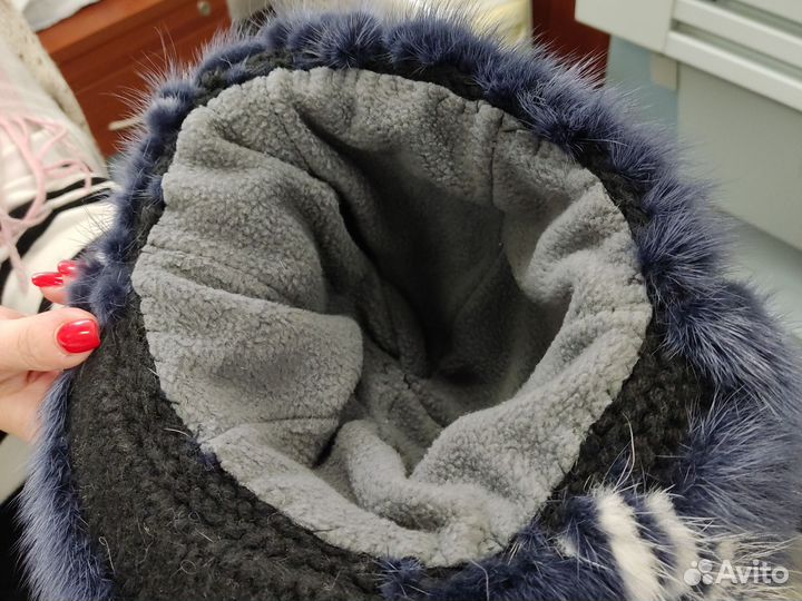 Шапка норковая женская вязаная