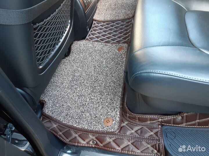 5D Ковры экокожа Toyota LC200 / LX570 - Коричневые