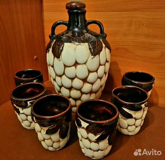 Керамический штоф и 6 бокалов