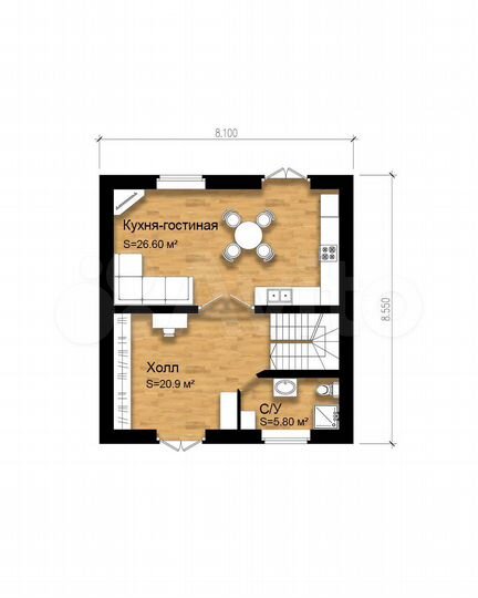 Коттедж 106 м² на участке 7,2 сот.