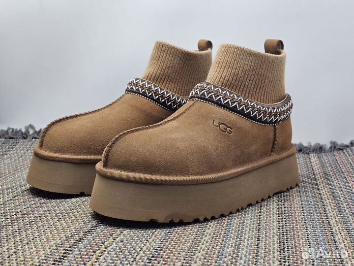 Ugg женские с носком Tazz knit Chestnut