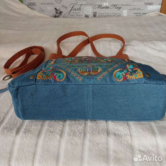 Новая джинсовая сумка вышивка