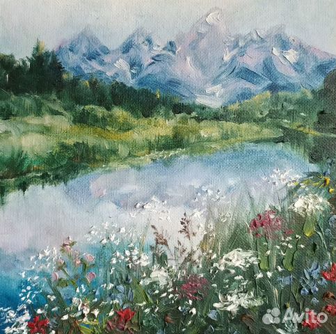 Картина маслом на холсте горный пейзаж