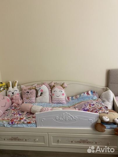 Детская кровать от 3 лет, для девочки, с матрасом