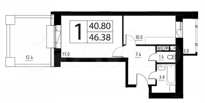 1-к. квартира, 40,8 м², 1/5 эт.