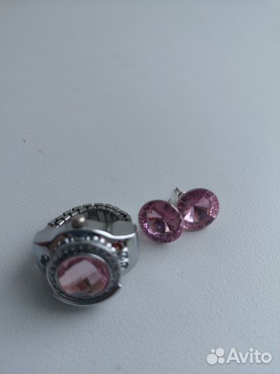 Комплект серьги и кольцо бижутерия