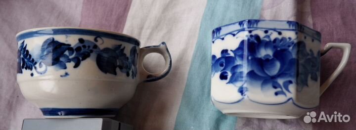 Кружки Гжель, ручная работа, 9 штук