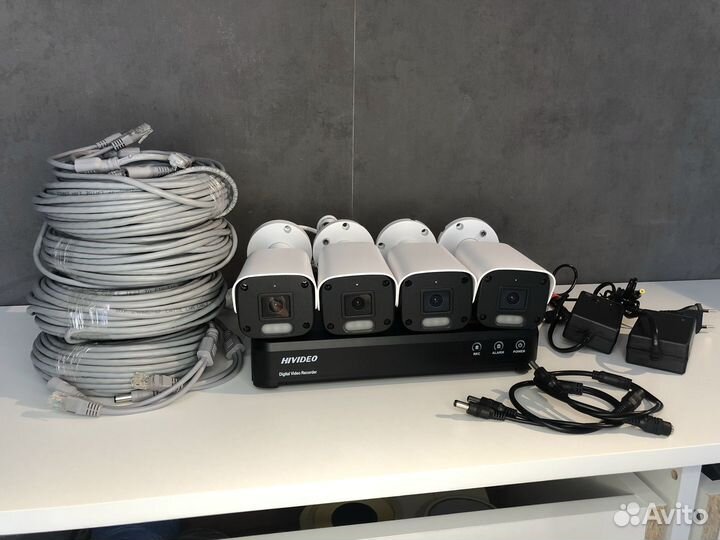 Комплект видеонаблюдения 4 мп IP камеры со звуком