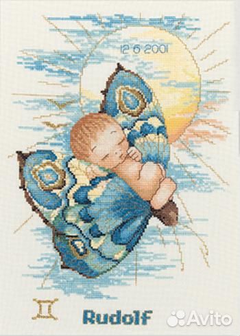 Вышитая метрика для новорожденного