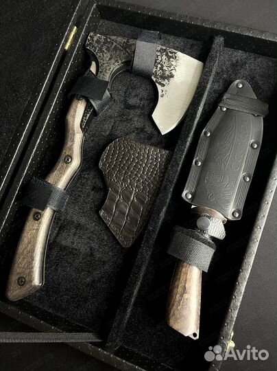 Топор викинга с ножом в подарочном кейсе