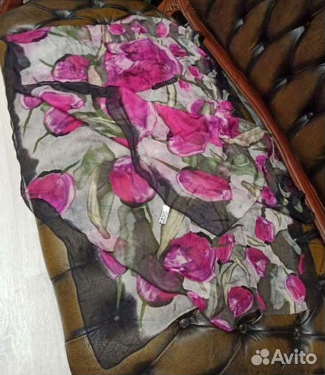 Палантин kenzo нежный натуральный шелк италия