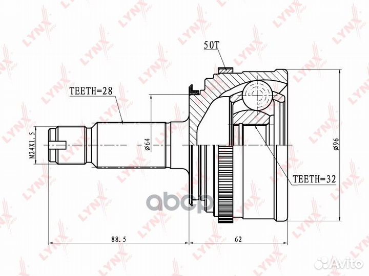 Шрус наружный перед прав/лев CO3446A lynxauto