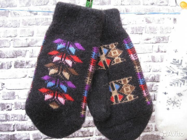 Женские теплые варежки овечьи козьи