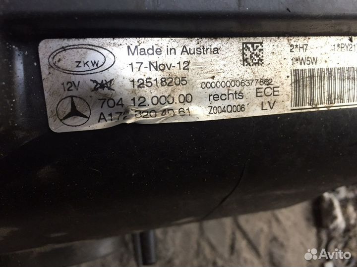 Правая фара на мерседес SLK W172