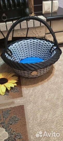 Кашпо - корзина из искусственного ротанга