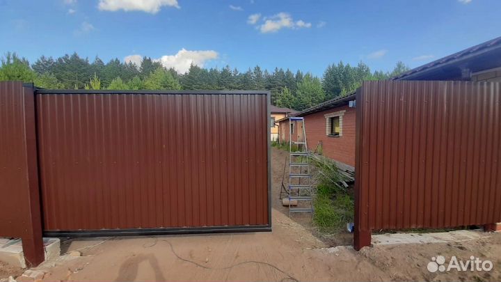 Откатные ворота+установка