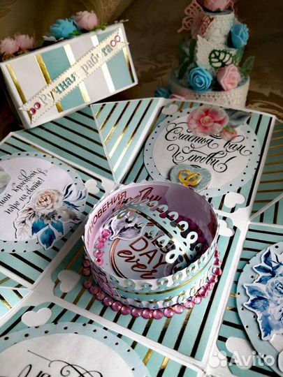 Свадебная коробочка с тортиком ручной работы