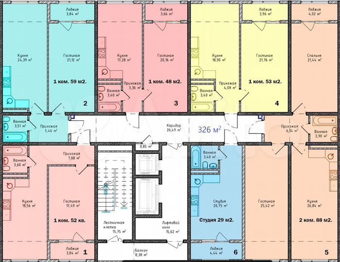 1-к. квартира, 43 м², 6/8 эт.