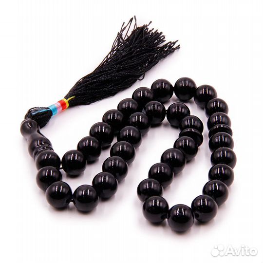 Четки Амулет из камня Черный Агат 33 бусины ru*18