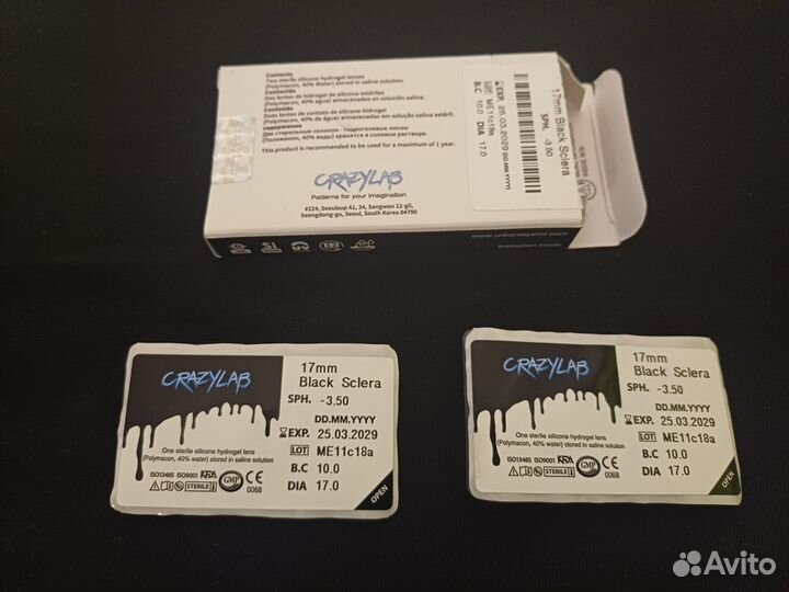 Линзы новые Черные Склеры