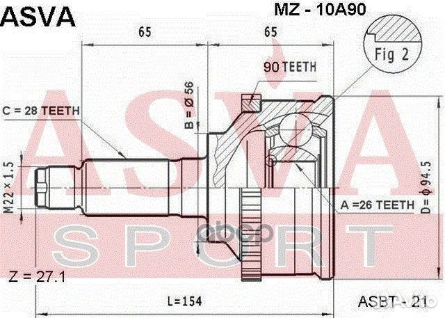 Шрус MZ10A90 asva