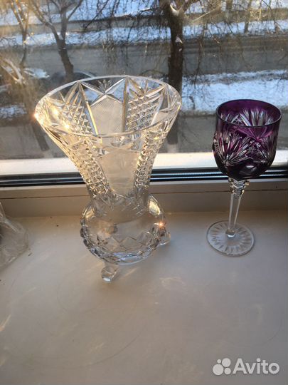 Хрустальная ваза и бокал Германия