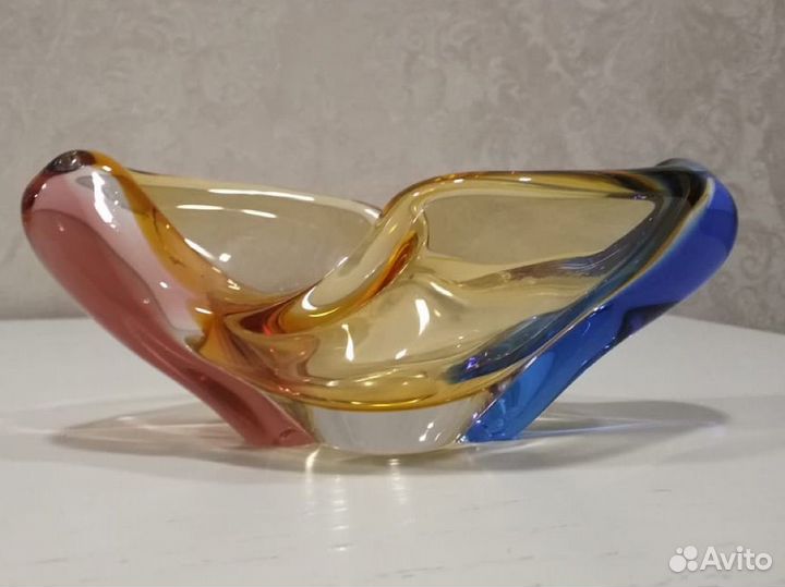 Пепельница/вазочка цветное стекло Чехословакия