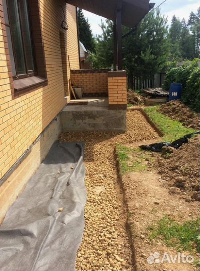 Заливаем отмостки, фундамент, площадки