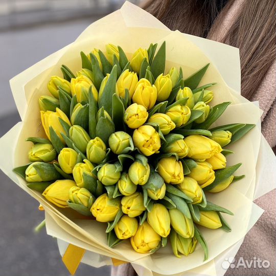 Букет желтых тюльпанов 51 шт. к 8 марта в Москве