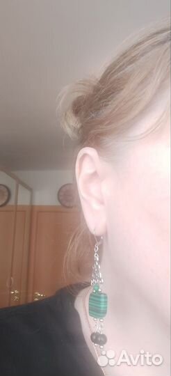 Серьги малахит