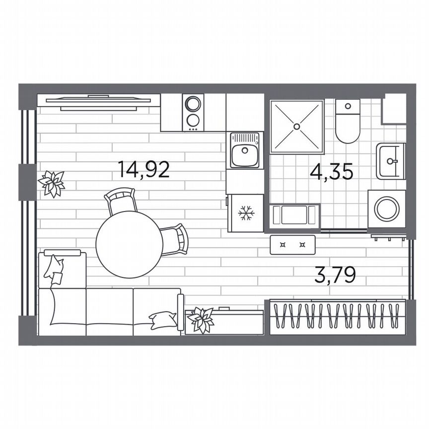 Квартира-студия, 23,1 м², 2/5 эт.