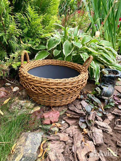 Кашпо корзинка для цветов низкое с орнаментом