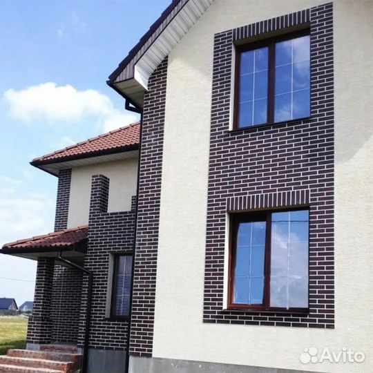 Фасадные панели Гибкий Клинкер под кирпич на сетке