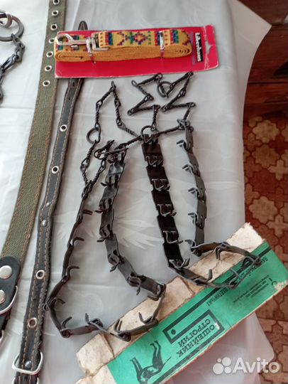 Ошейники разные, поводки, цепи поводки, намордники
