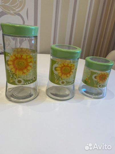 Банки для сыпучих продуктов стекло. 3 шт