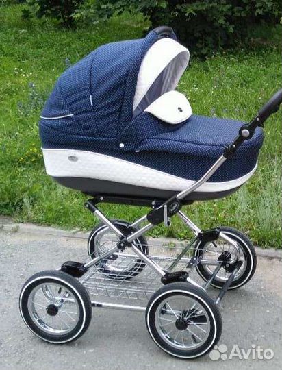 Коляска 2 в 1 Roan Emma хром синий