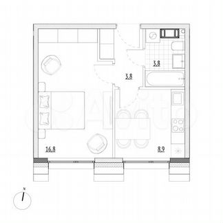 1-к. апартаменты, 33,3 м², 5/7 эт.