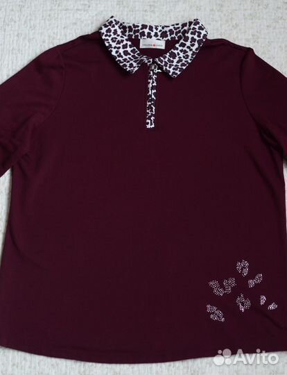 Джемпер с леопардовым воротником на молнии Helena