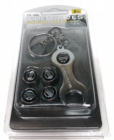 Колпачки на ниппеля - Nissan (с ключом/черный) (Че