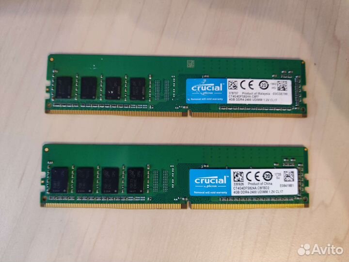 Оперативная память Crucial DDR4 2400mhz 2x4gb